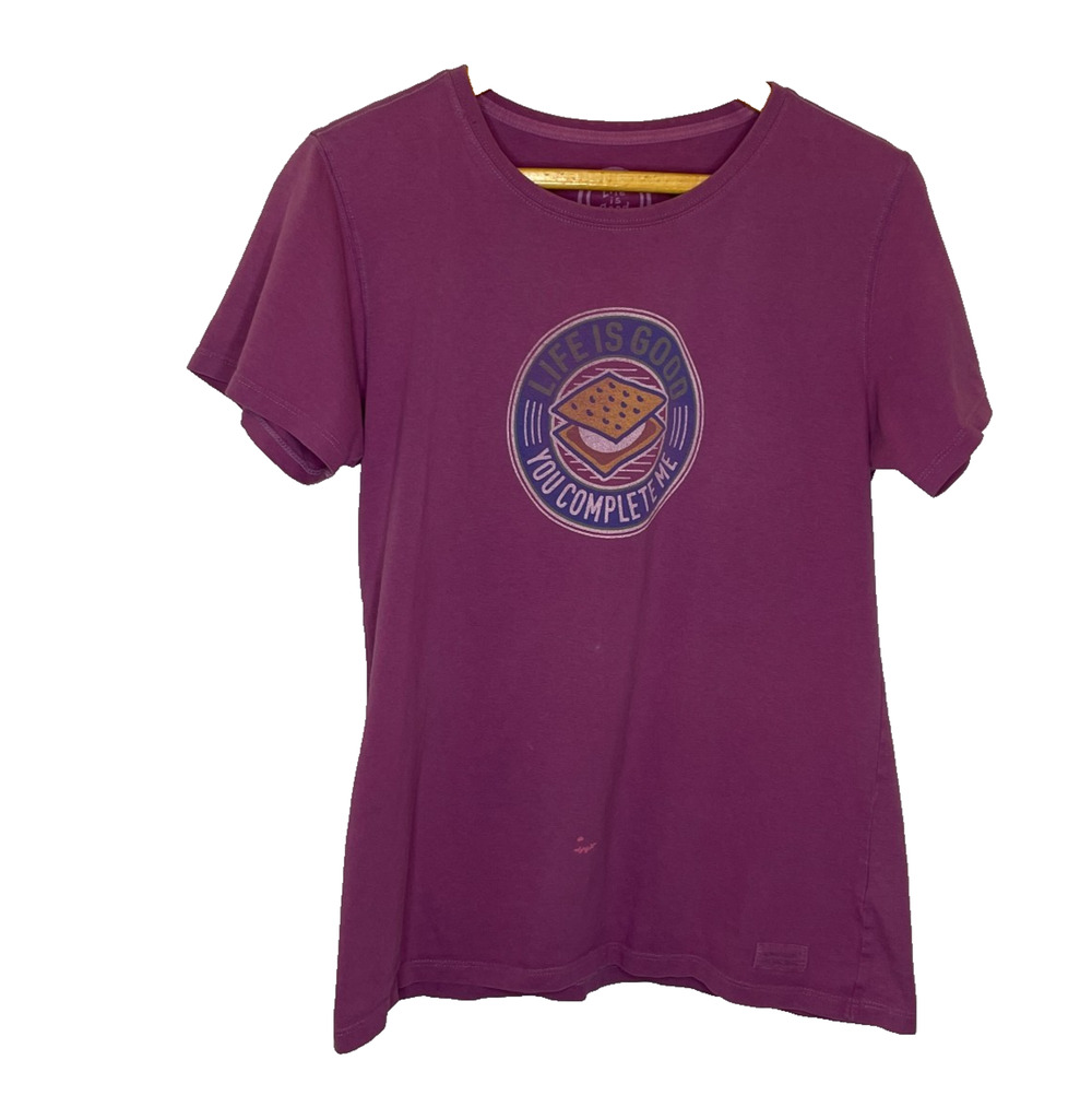 Women's Medium Life is Good S'mores You Complete Me Purple Classic Tee